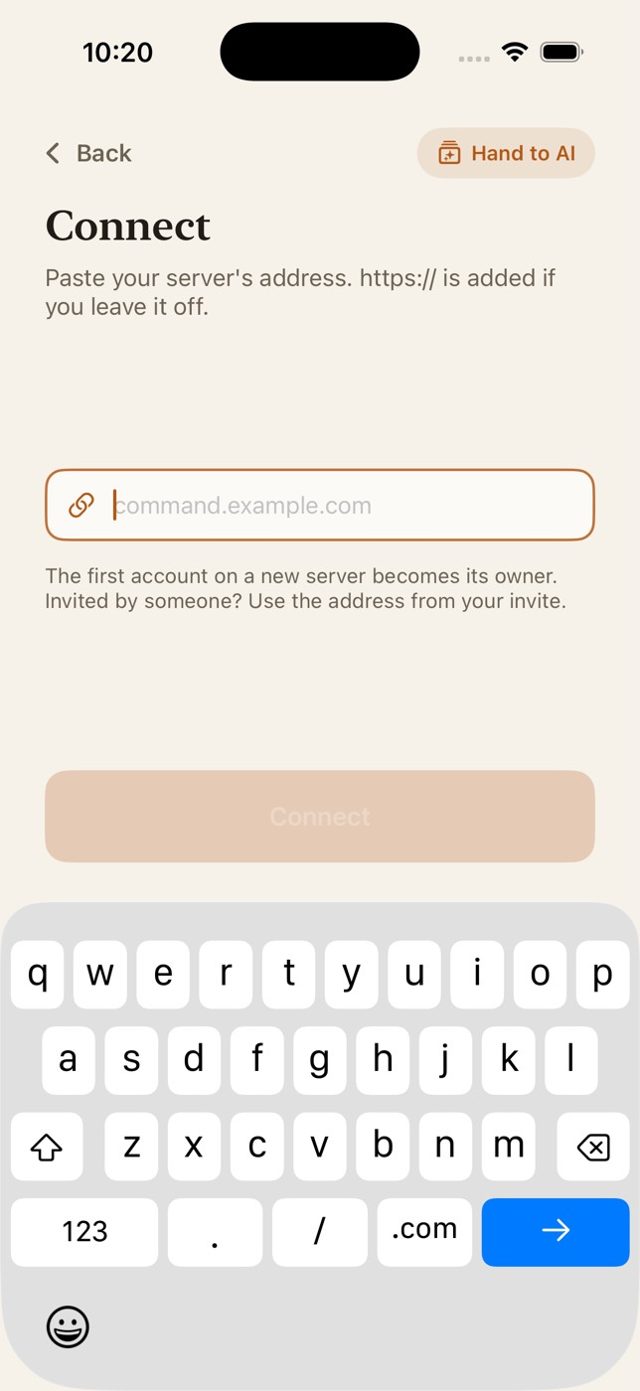 Paste the address in the app and connect.