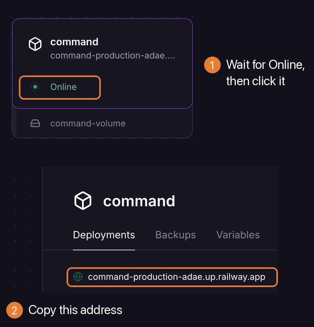 Wait for Online, then click the service: its address is at the top of the panel.